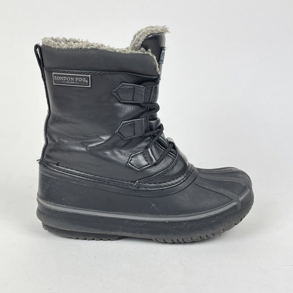 London Fog Girls Size 13 Cheshire Faux Fur Trim Winter Rain Mud Duck Boots